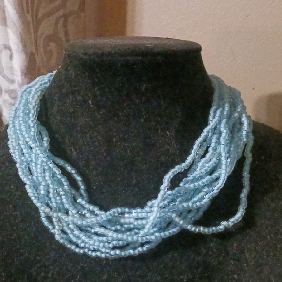 Chic Light Blue Beaded Necklace - Picture 1 of 4